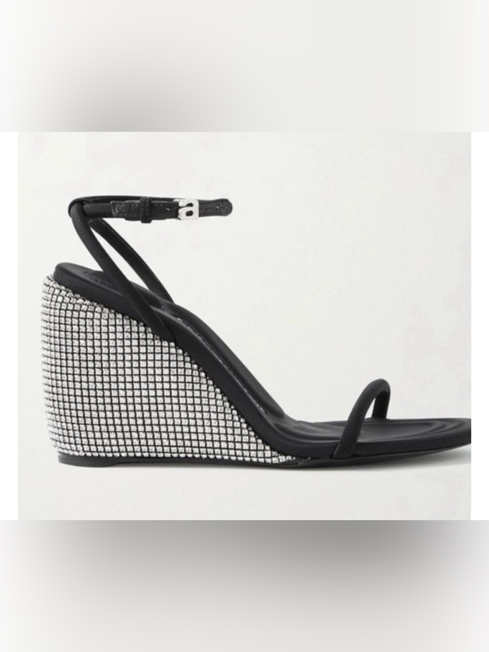 Alexander Wang Black Wedge Sandals with Crystal-Style Embellished Heel